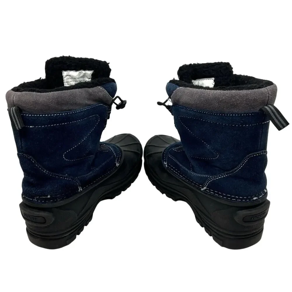 KHOMBU UNISEX JACK SCOOT BIG KIDS SNOW BOOTS SZ 4 BLACK/BLUE/GRAY LINED WINTER
